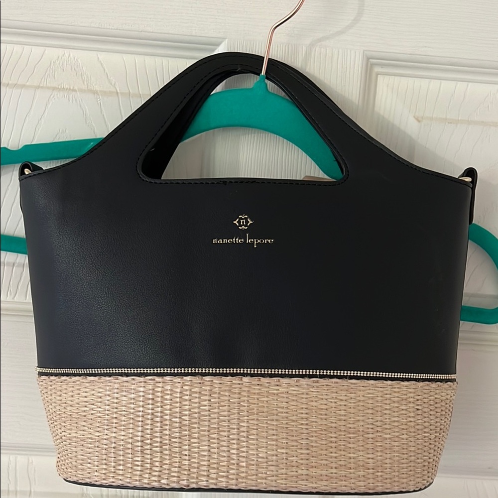 Nanette Lepore Black and Tan Tote Bag Elegant Design